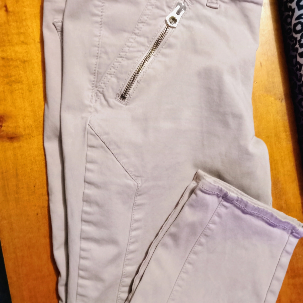 American Eagle Outfitters Tan Ankle Joggers Patchwork Knees Zippers2